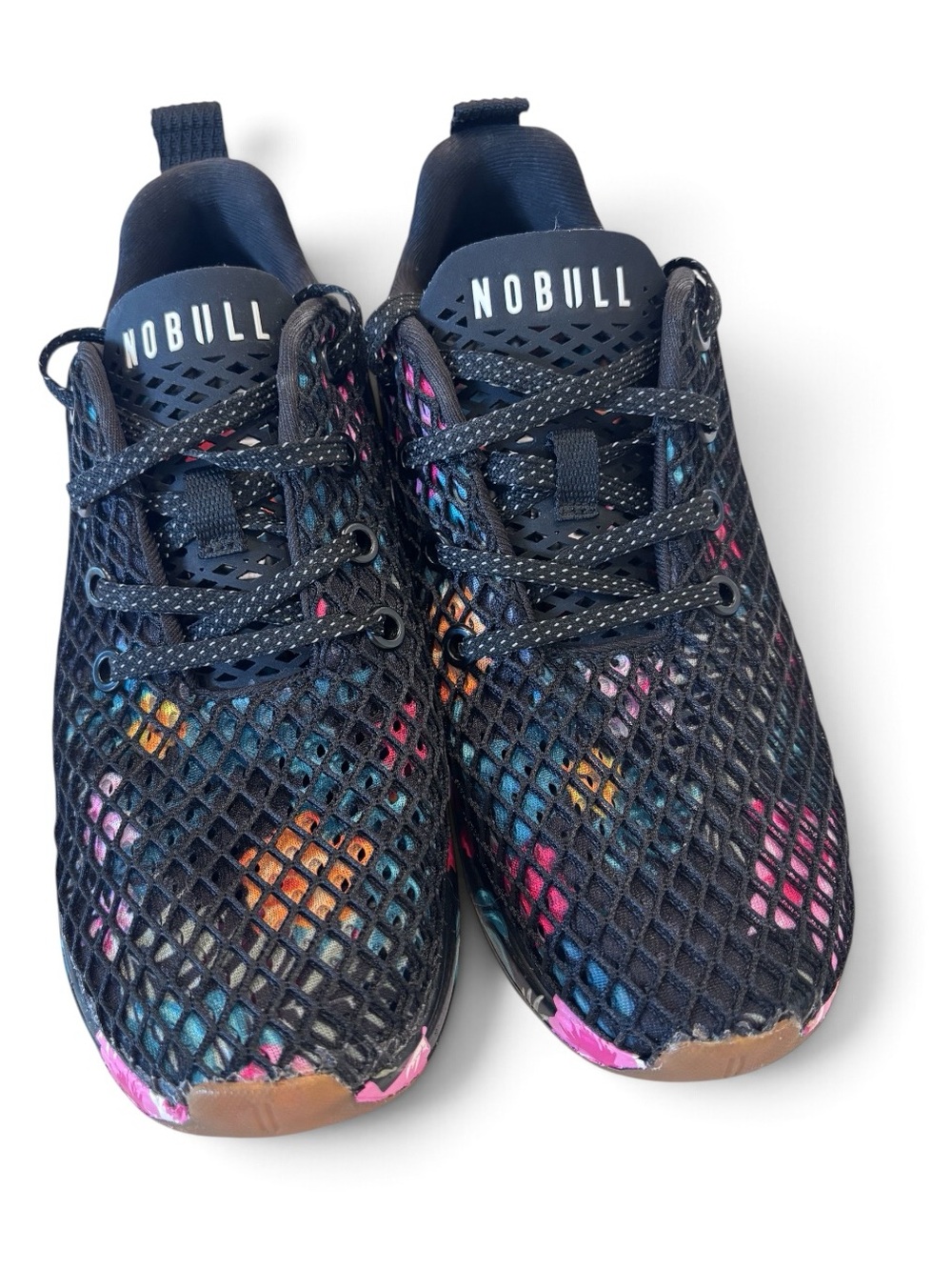 NOBULL Black Athletic Sneakers with Pink, Blue & Orange Accents Women Size 6